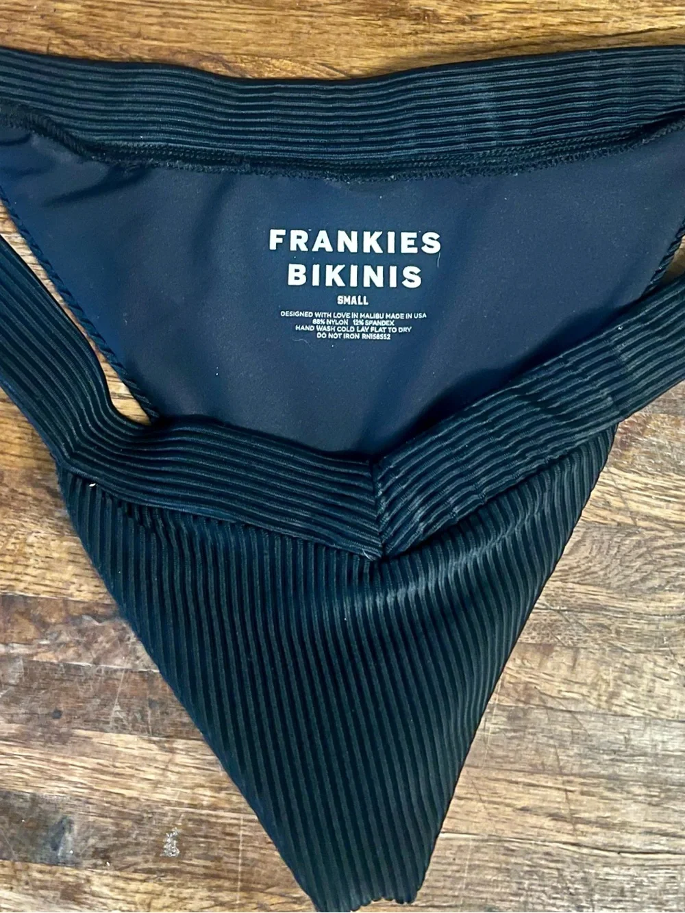 Frankie's Bikinis’ Greer Ribbed Knot Top & Cole Bottoms Black Small